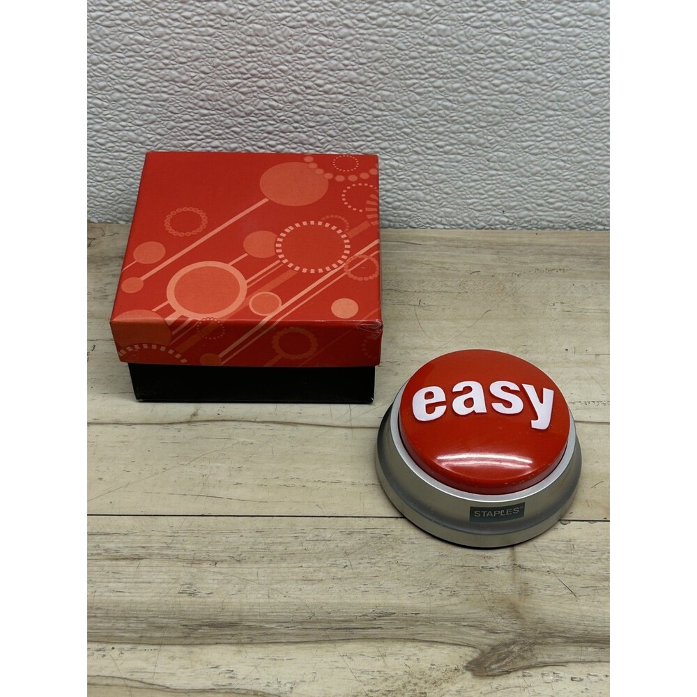 Vintage 2005 STAPLES Talking EASY Button Desktop Accessory Fun Stress Reliever